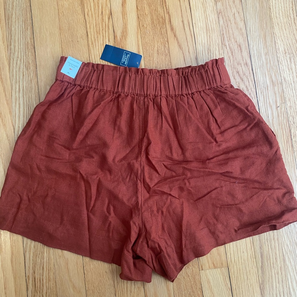 Abercrombie & Fitch Red Linen Shorts w Pockets